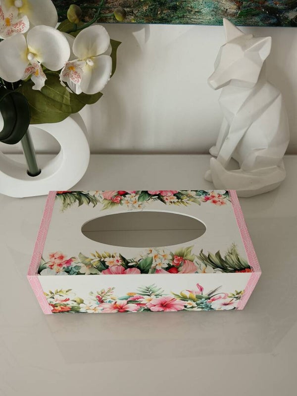 Boîte à mouchoirs " tropical rose"