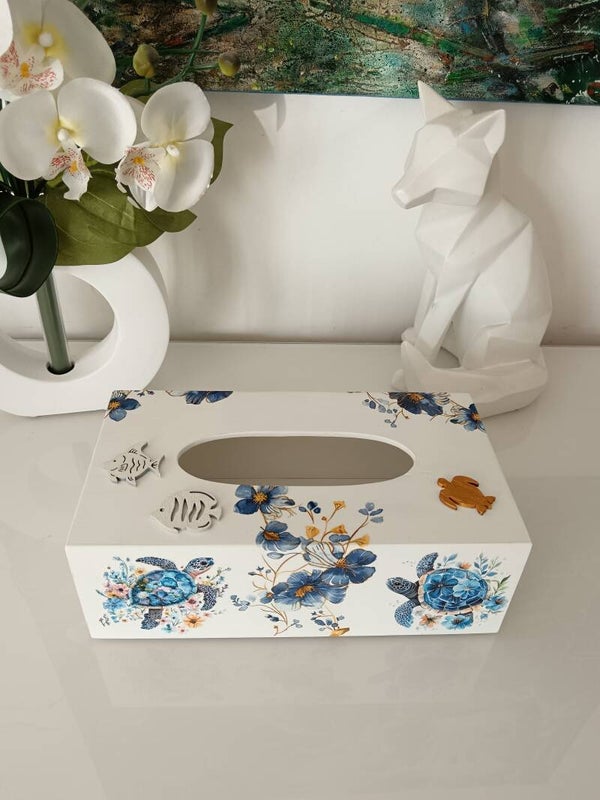 Boîte à mouchoirs "tortues fleuries"