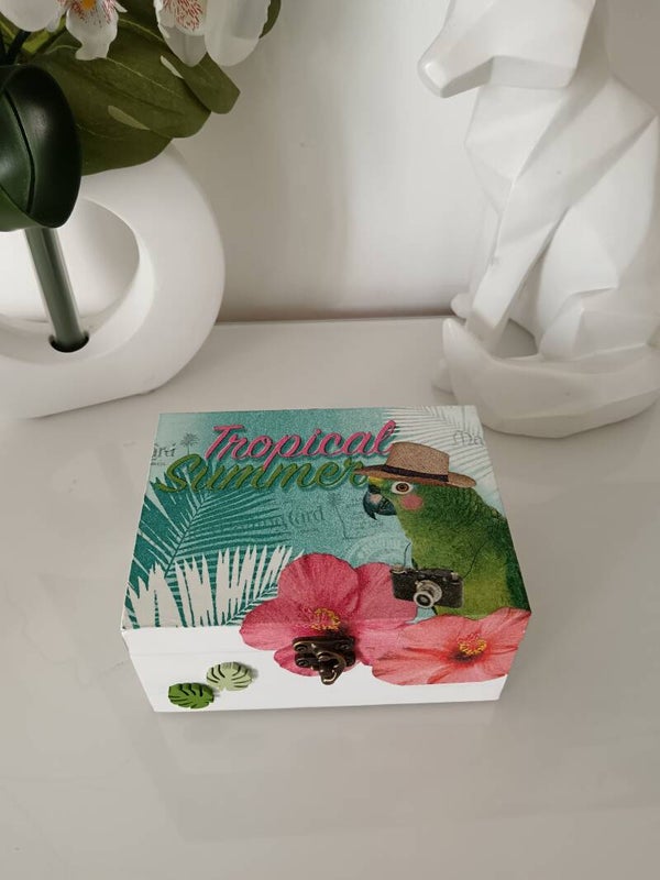 Boîte 2 compartiments "perroquet tropical"