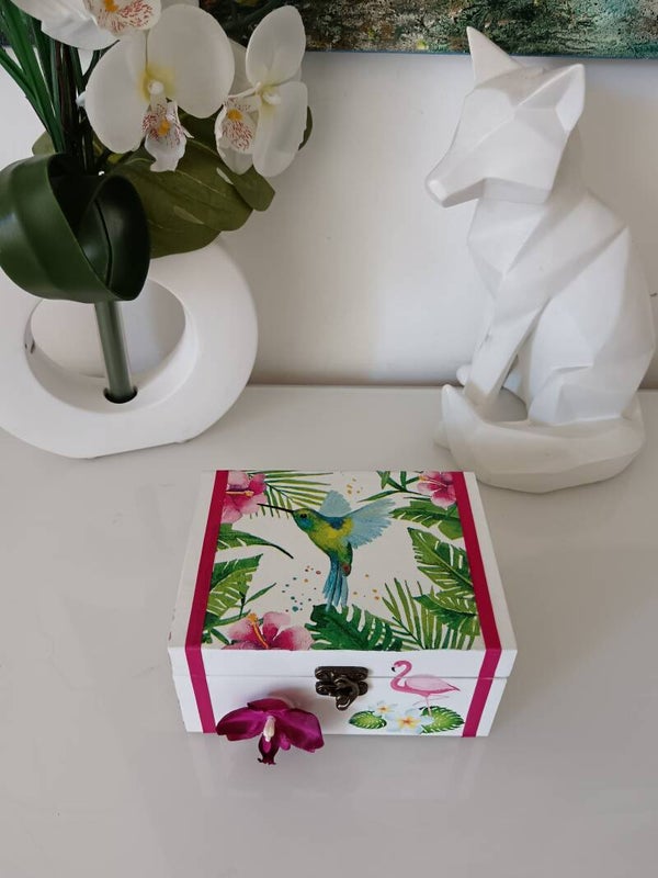 Boîte 2 compartiments "colibri et flamant"