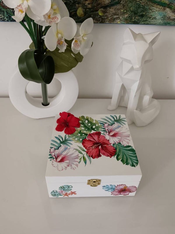 Boîte à compartiments "Fleurs hibiscus"