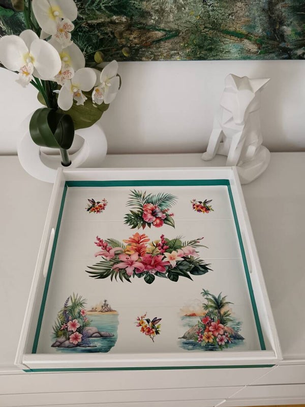 Plateau "fleurs tropicales"