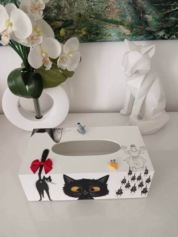 Boîte à mouchoirs "chats et souris"