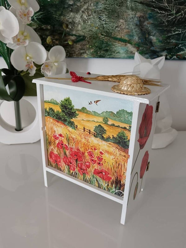 Armoire à oeufs "champs de coquelicots"