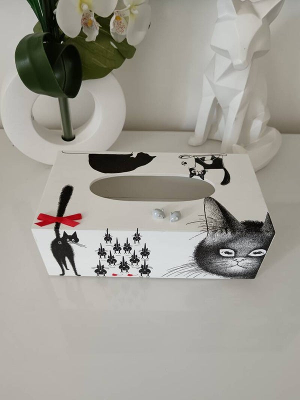 Boîte à mouchoirs "chats et souris"