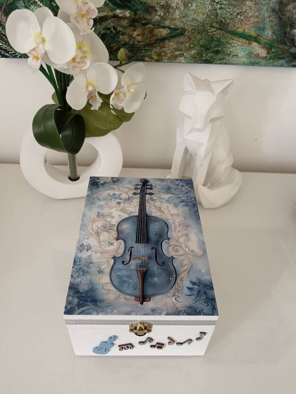 Boîte à compartiments "violon bleu"