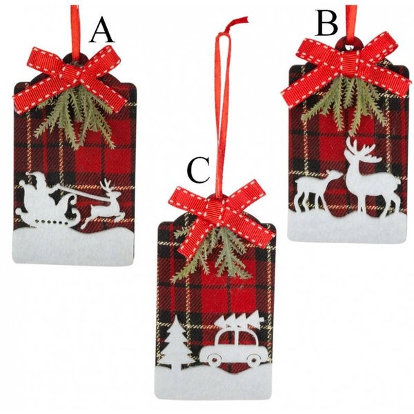 Etiquettes en bois à carreaux