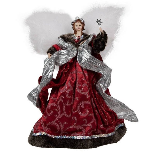 Ange cimier rouge foncé et argent