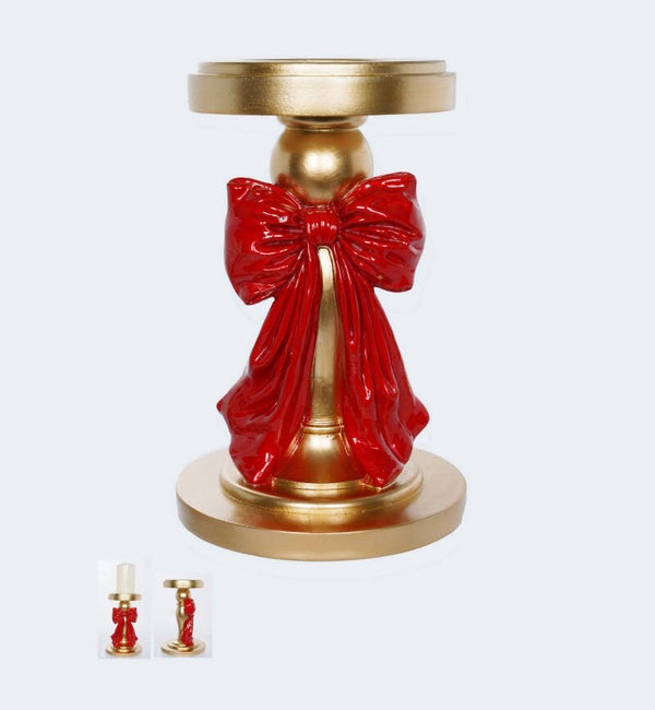 Grand bougeoir doré et rouge