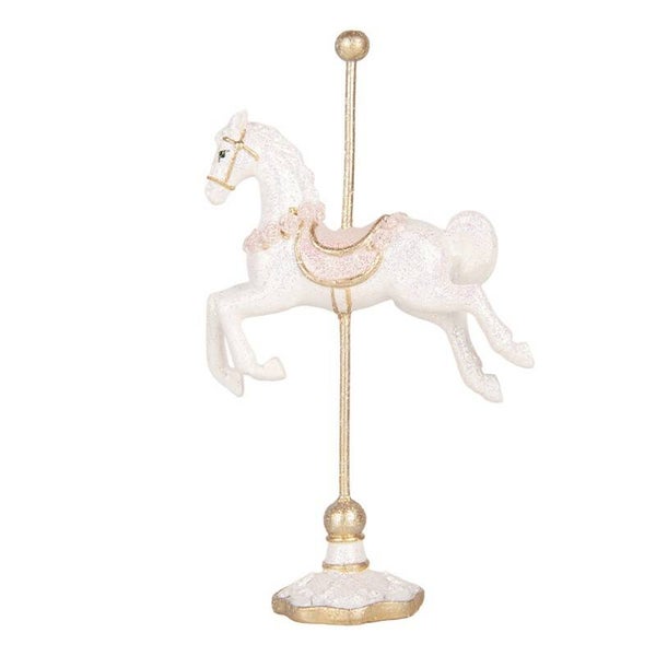 Cheval carrousel blanc et rose