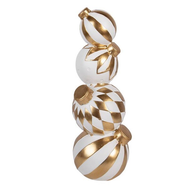 Colonne boules de Noël blanches et dorées