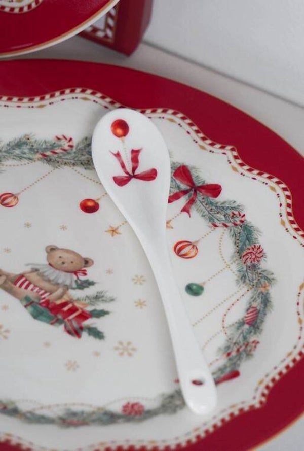 Cuillière en porcelaine "joyeuses fêtes"