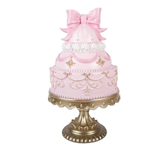 Décoration gâteau rose et or