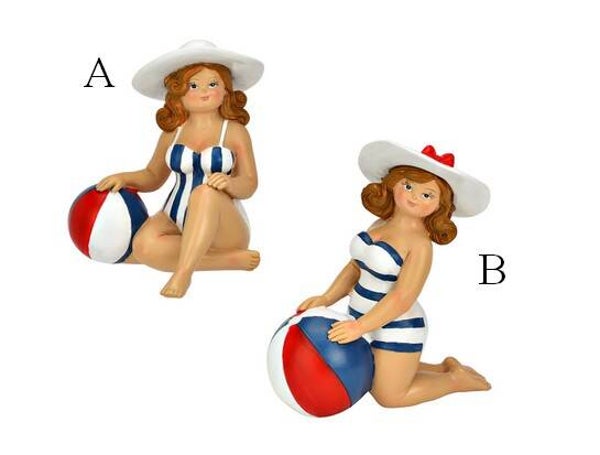 Femmes en maillots bleu et blanc