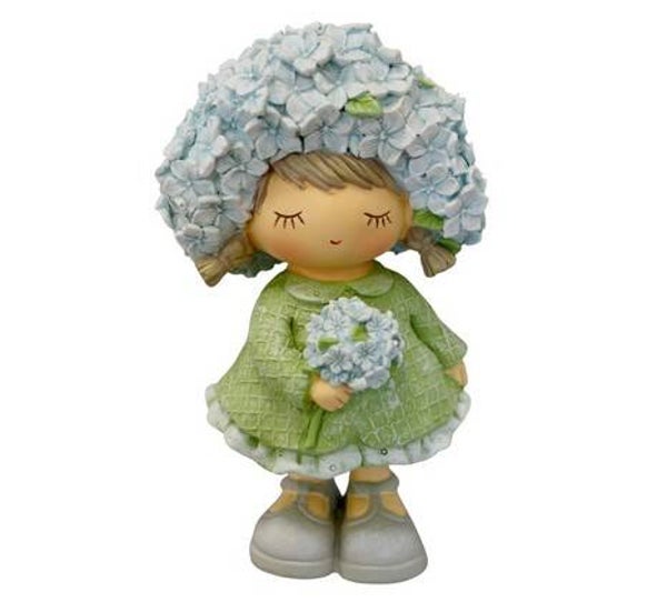 Petite fille hortensia bleu