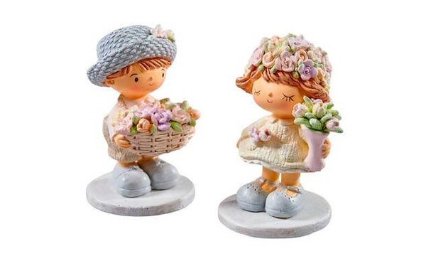 Garçon et fille fleurs pastels