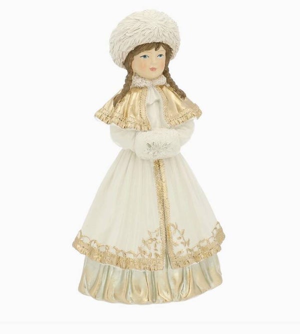 Fillette robe blanche et dorée