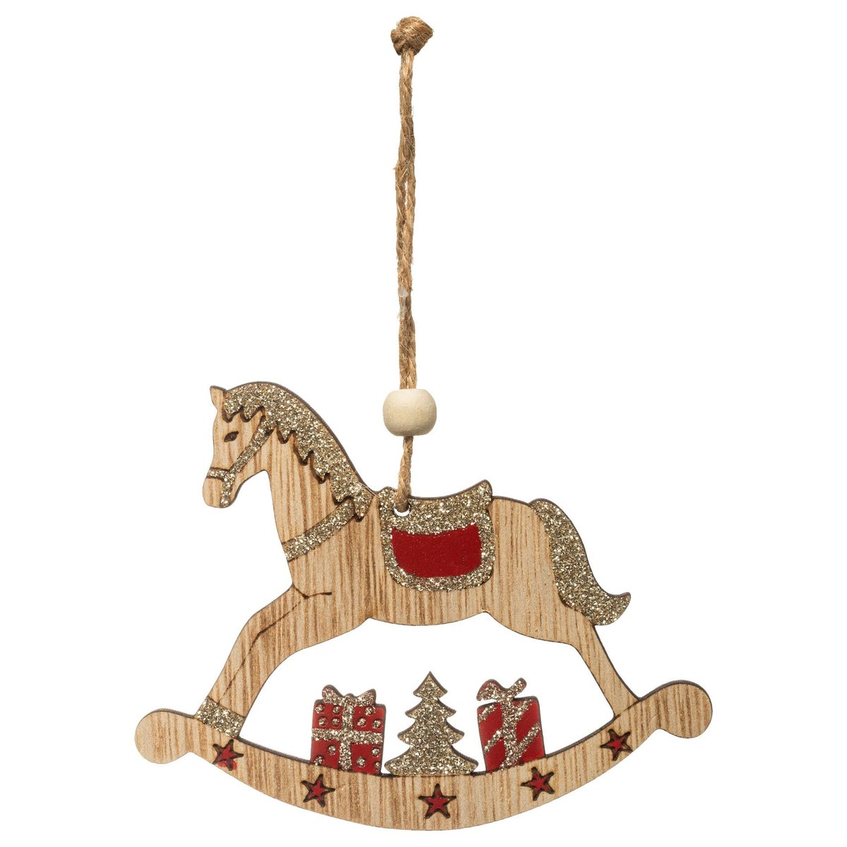 Décoration De Noël En Bois - 16 Pièces Cheval De Troie Et Sapin, Avec Ficelle, Pour Arbre Et Bricolage Enfant