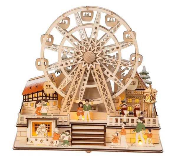 Grande roue de Noël en bois