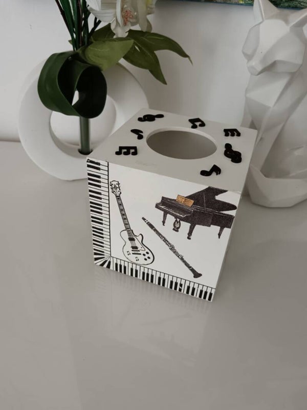 Boîte à mouchoirs carrée "Passion musique"