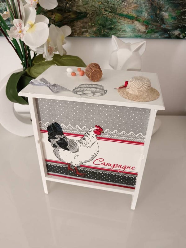 Armoire à oeufs "champêtre grise et noire"