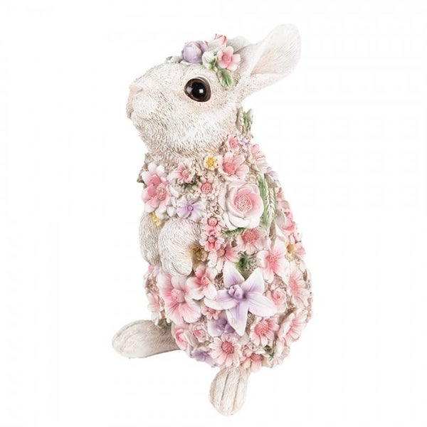 Lapin blanc fleuri