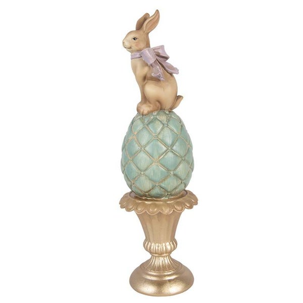 Lapin sur oeuf bleu-vert