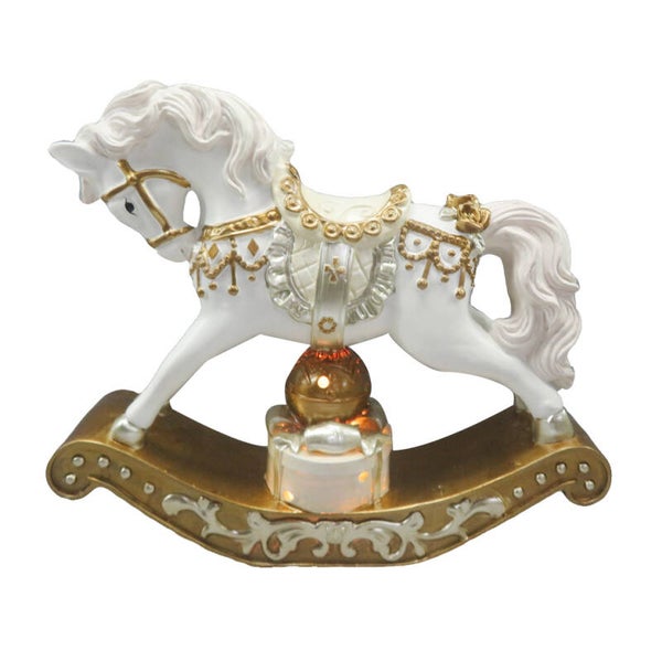 Cheval à bascule "blanc et or"