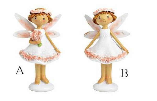 Petites fées robe blanche et fleurs roses