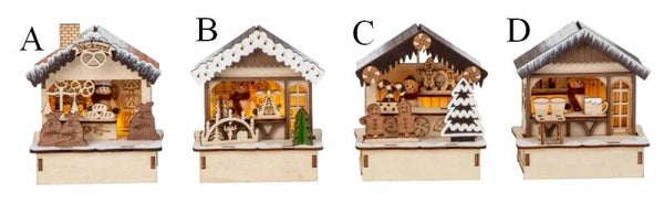 Petits stands de marché de Noël lumineux