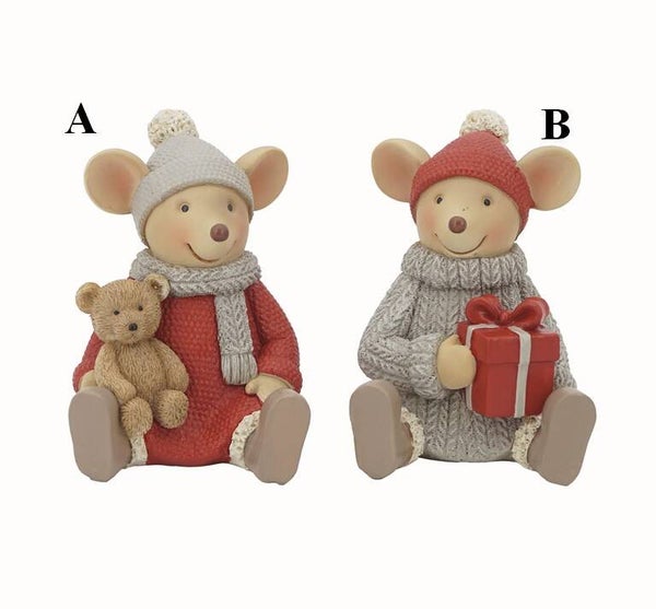 Souris Noël assises