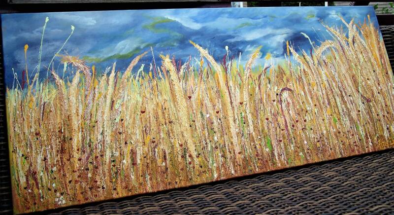 volop zomer, volrijp graan, maat 120 x 50 cm.