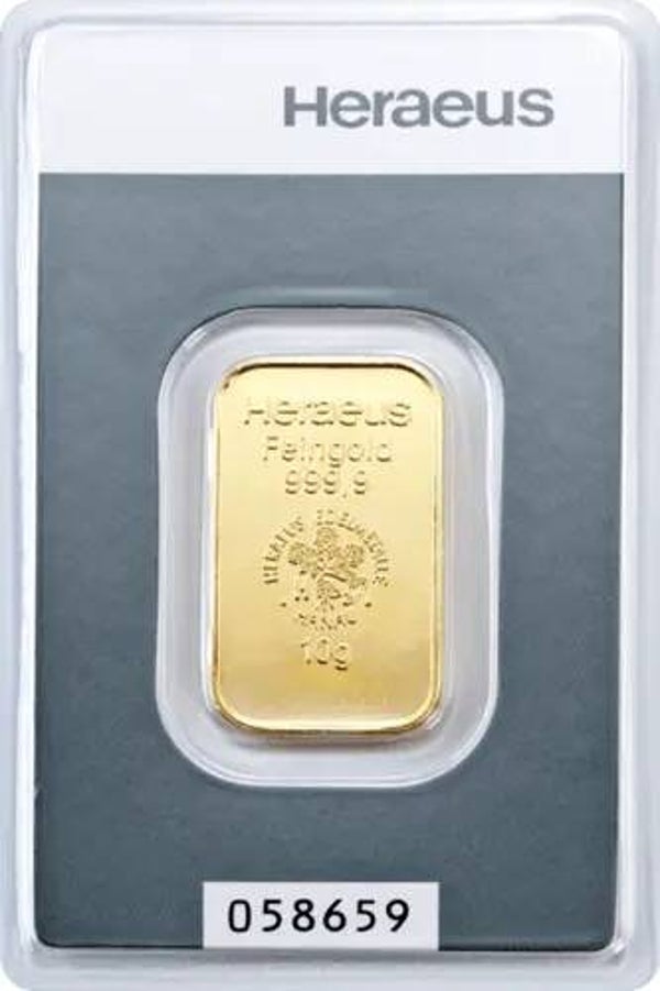 Heraeus 10g Goudbaar