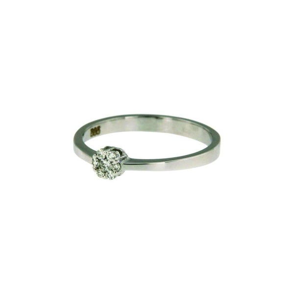 Ring diamant bloem 0.10ct witgoud