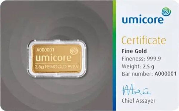 Umicore 2.5 g Goudbaar