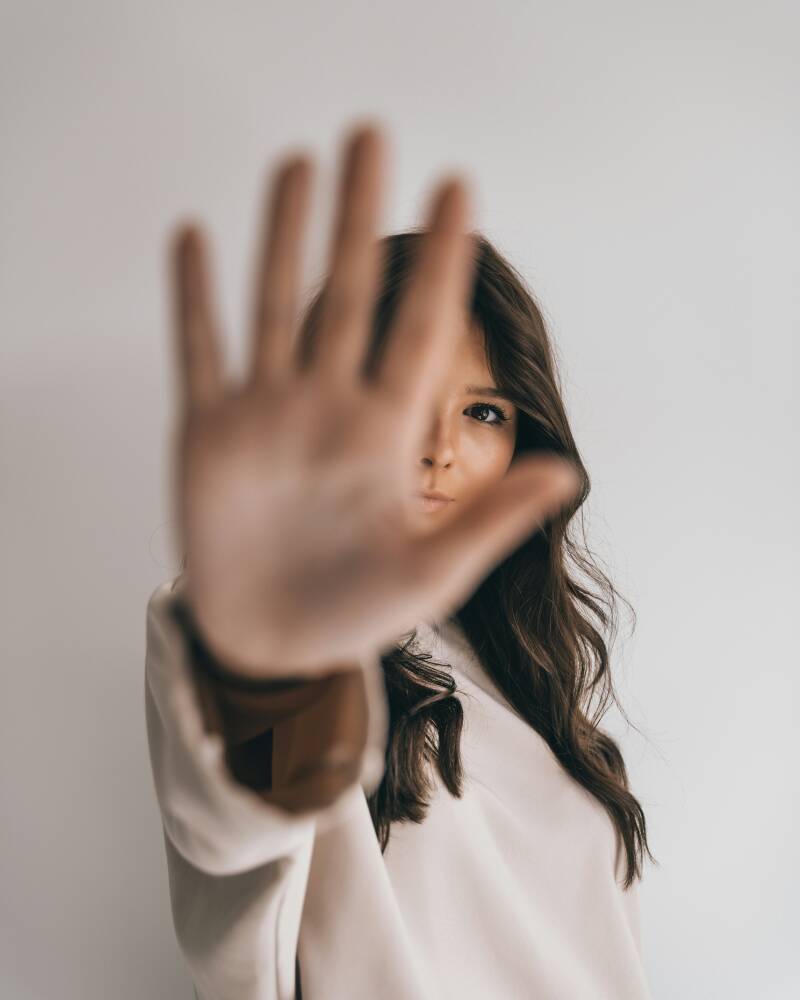 woman saying stop gesture
