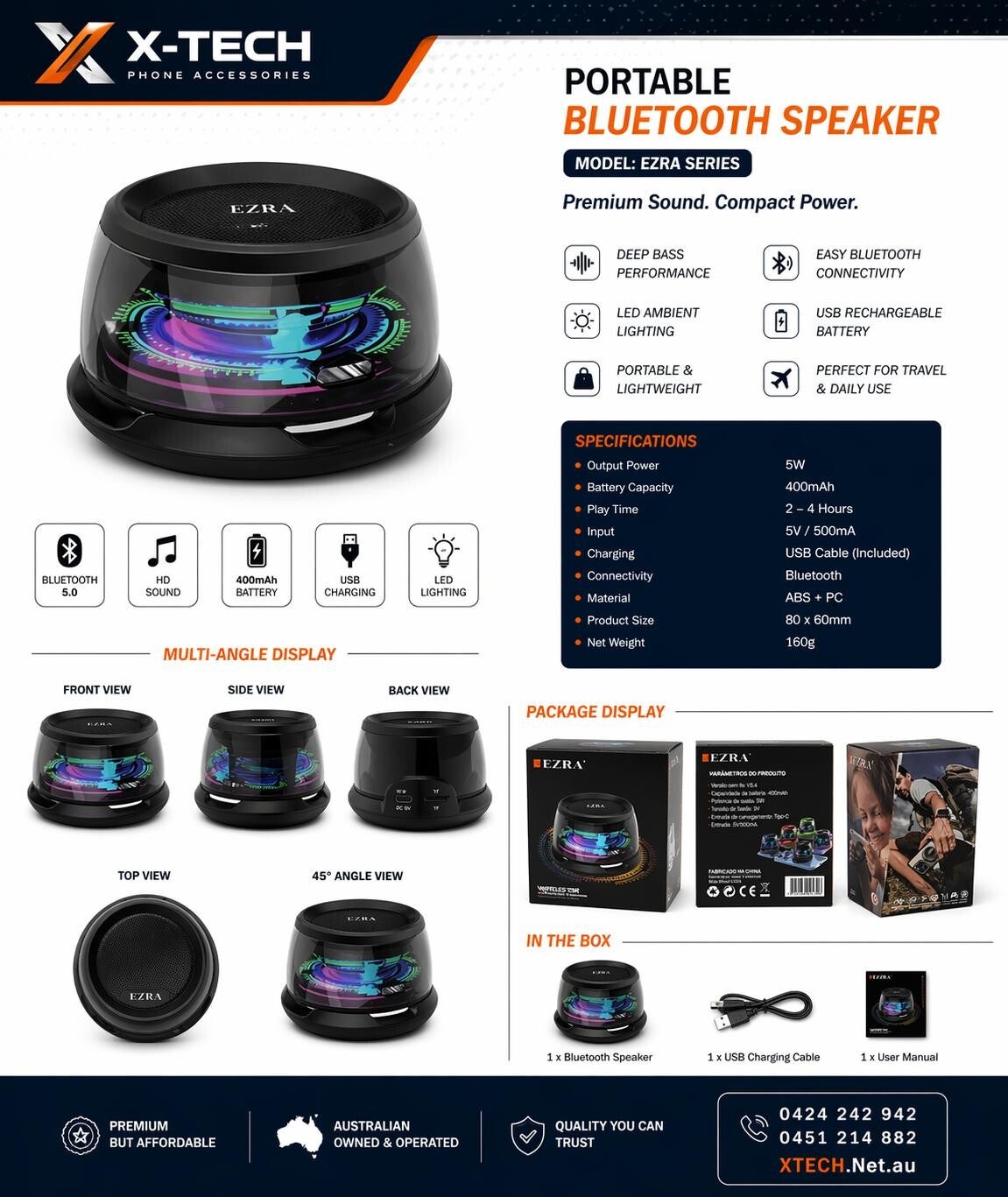 EZRA Portable Bluetooth Speaker EZ-D16