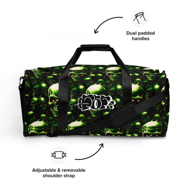 GREEN SKULLS DUFFLE BAG