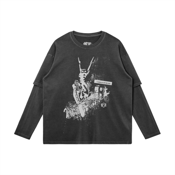 GAURDIAN OF DEATH FAUX DOUBLE LAYERED LONGSLEEVE