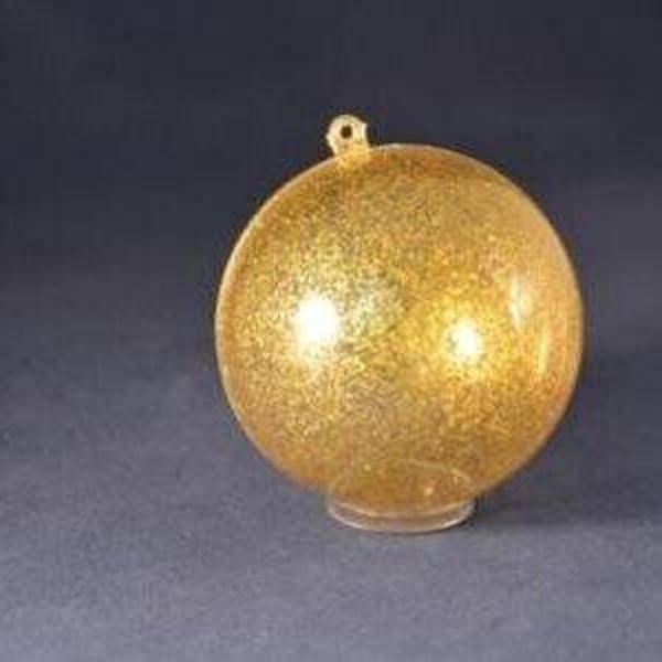 Bol 3 cm 2-delig glitter goud kunststof met ophang gat