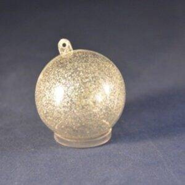 Bol 5 cm 2-delig glitter zilver kunststof met ophang gat