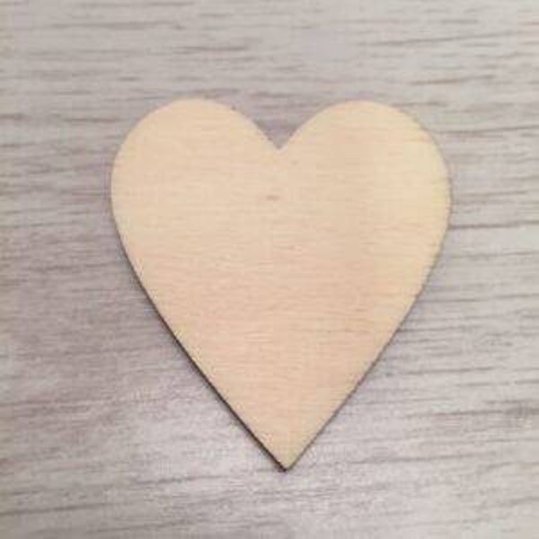 Hart zonder ophang gat hout 6x5x0,4cm