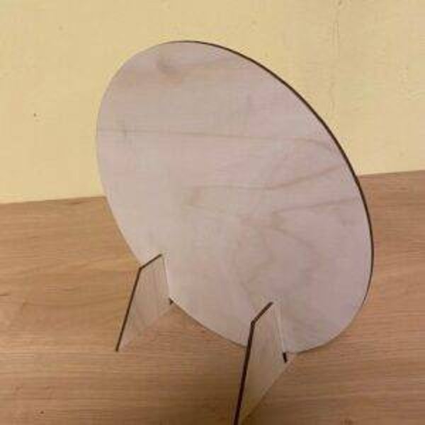 Standaard - houder (2-delig) 8x16x0,4cm voor schijf rond 30cm hout