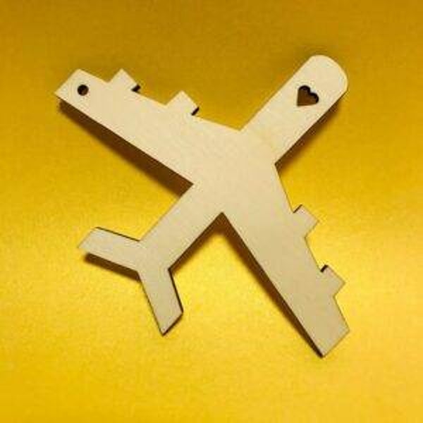 Vliegtuig type 1 met hart en ophang gat hout