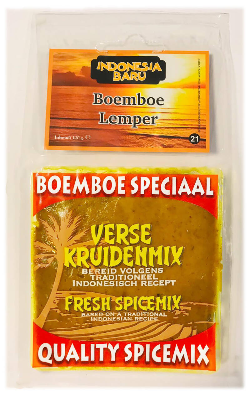 Indonesia Baru boemboe speciaal verse kruidenmix/kruidenpasta Lemper 100 gram. Kant en klare kruidenpasta met recept. De echte smaak uit de gordel van smaragd. Bereid volgens traditioneel Indonesisch recept. Fresh Quality spicemix. Based on a t