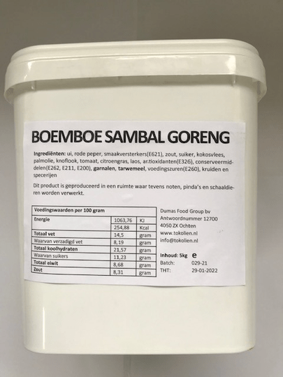 kruidenmix/kruidenpasta boemboe sambal goreng speciaal 5 kg emmer