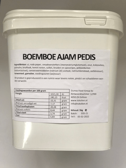 kruidenmix/kruidenpasta boemboe ajam/ayam pedis 5 kg emmer