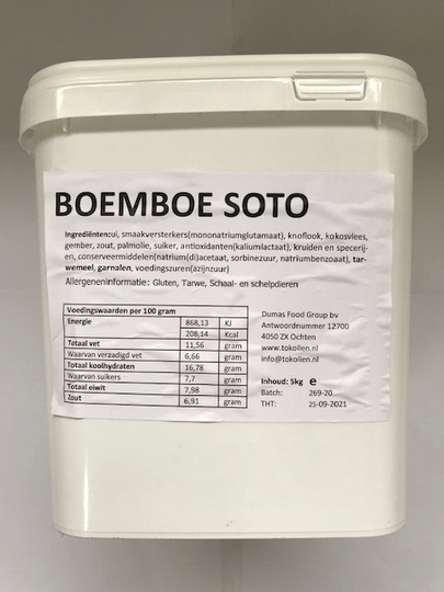 kruidenmix/kruidenpasta boemboe soto ajam/ayam speciaal 5 kg emmer