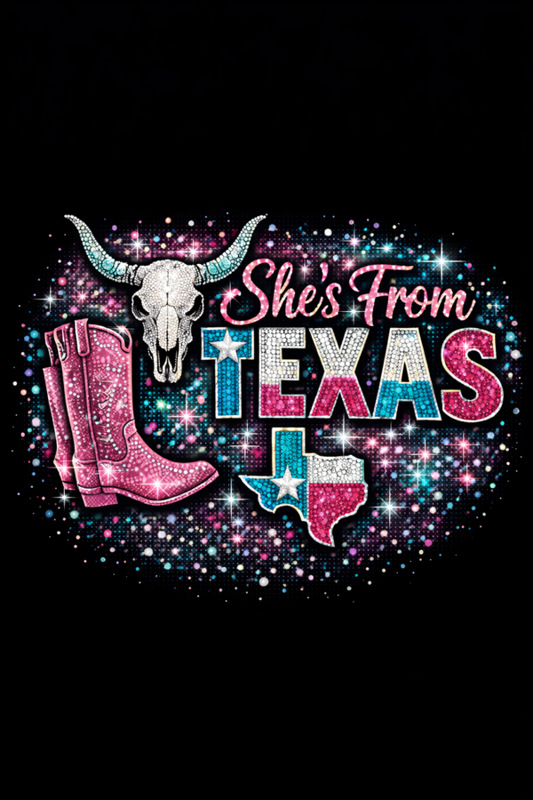 She's from Texas faux glitter