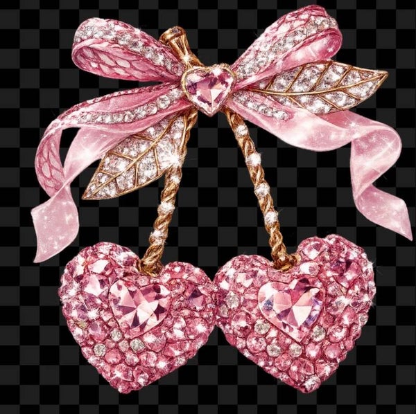 Cherry heart pink Faux crystals